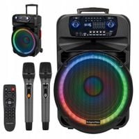 Głośnik bezprzewodowy kolumna 2x mikrofon UHF SD Bluetooth FM USB LED 60 W
