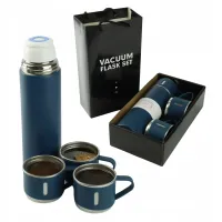 KPL TERMOS Z 3 KUBKAMI 500 ML NA KAWĘ HERBATĘ TURYSTYCZNY STAL NIERDZEWNA