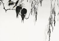 Plakat 100x70cm Perched Magpies, Seitei Japoński Vintage