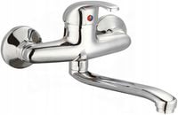 BATERIA UMYWALKOWA ŁAZIENKOWA ŚCIENNA OBROTOWA KRAN DŁUGA WYLEWKA CHROM