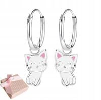 KOLCZYKI SREBRNE DLA DZIEWCZYNKI DZIECI SREBRO 925 KOŁA KOT