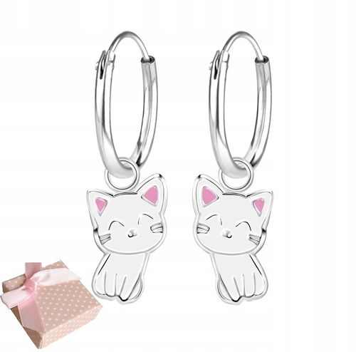 KOLCZYKI SREBRNE DLA DZIEWCZYNKI DZIECI SREBRO 925 KOŁA KOT na Arena.pl