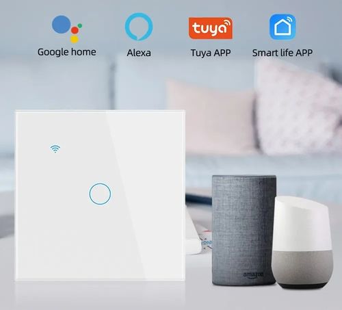 WŁĄCZNIK WYŁĄCZNIK ŚWIATŁA SZKLANY WIFI BIAŁY PODWÓJNY 2G TUYA SMART ⌀60 na Arena.pl