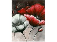 40X50CM MALOWANE MAKI CZERWIENI BRĄZIE OBRAZ