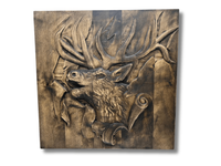 Płaskorzeźba Jeleń na Rykowisku Drewniana Obraz Rzeźba Myśliwska Prezent 50