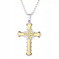 Naszyjnik Krzyż Epicki Black Cyrkonia Jezus Christ