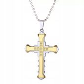 Naszyjnik Krzyż Epicki Black Cyrkonia Jezus Christ