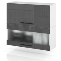 Szafka Kuchenna Wisząca Witryna Klapowa 80cm Spremium Szary Połysk