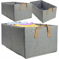 SKŁADANY KOSZ MATERIAŁOWY SZARY 40x27x17CM Z UCHWYTAMI ORGANIZER POJEMNIK