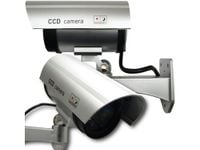 Kamera atrapa led monitoring zewnętrzna ścienna z diodą migająca srebrny