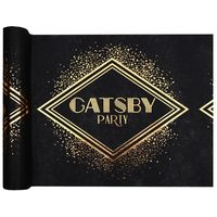 Bieżnik czarny ze złotymi zdobieniami Gatsby Party, 0,3 x 5 m