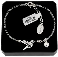 BRANSOLETKA SREBRNA DAMSKA REGULOWANA NA RĘKĘ KOLIBER SERCE + GRAWER