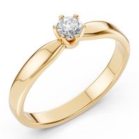 pierścionek z żółtego srebra 925 z diamentem (brylantem) 0,2 ct lab