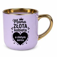 Mama - złota kobieta o złotym sercu - kubek elegancki na prezent Fioletowy