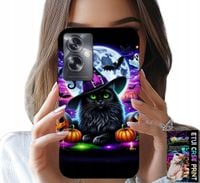 ETUI DO OPPO A79 5G - CZARNY KOTEK HALLOWEEN SALEM DYNIA WZORY