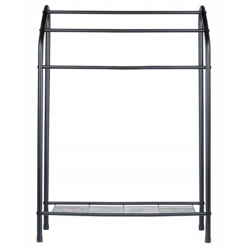 Stojak NA RĘCZNIKI wieszak łazienkowy podłogowy stojący czarny + półka na Arena.pl