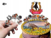TOPPERY NA TORT (10szt) + duży TOPPER Najlepszego - KONIE HOBBY KONIK