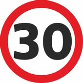 Naklejka OGRANICZENIE PRĘDKOŚCI 30 km/h śr. 18 cm