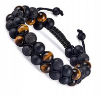 BRANSOLETKA MĘSKA KORALIKI TYGRYSIE OKO LAWA AGAT