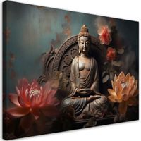 Emaga Obraz na płótnie, Budda Kwiaty Zen - 60x40