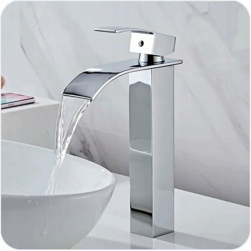 WYSOKA BATERIA UMYWALKOWA STOJĄCA NABLATOWA WODOSPAD ŁAZIENKOWA KRAN CHROM na Arena.pl