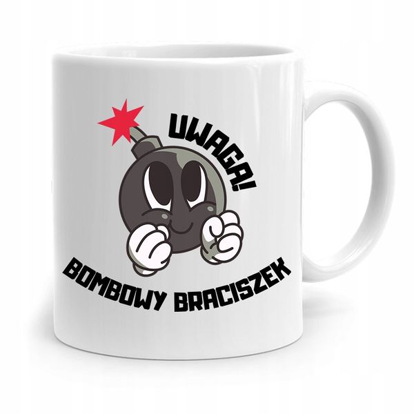 Kubek Prezent Dla Brata Uwaga Bombowy Brat Z Nadrukiem Ze Zdjęciem zdjęcie 1