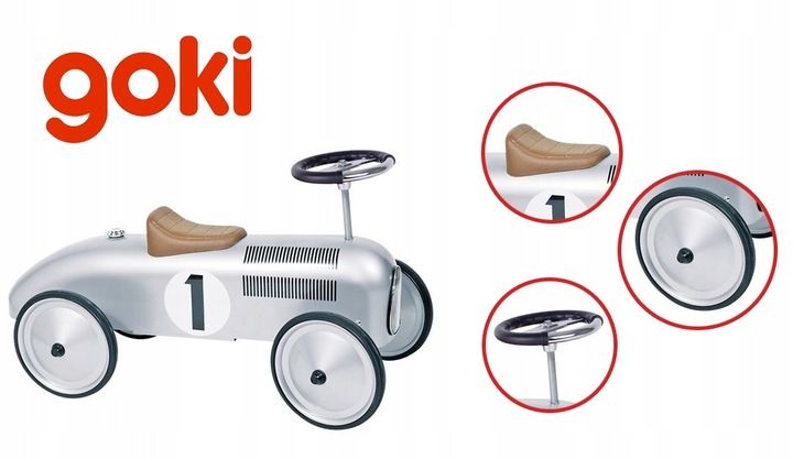 Samochodzik RETRO Dla Dzieci AUTKO Srebrny GOKI zdjęcie 3