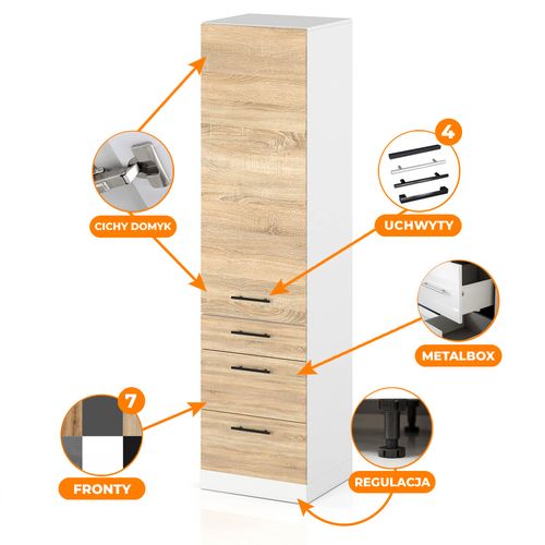 Słupek Kuchenny Stojący 60cm Szafka 3 Szuflady S60s3 Spremium Dąb Sonoma na Arena.pl