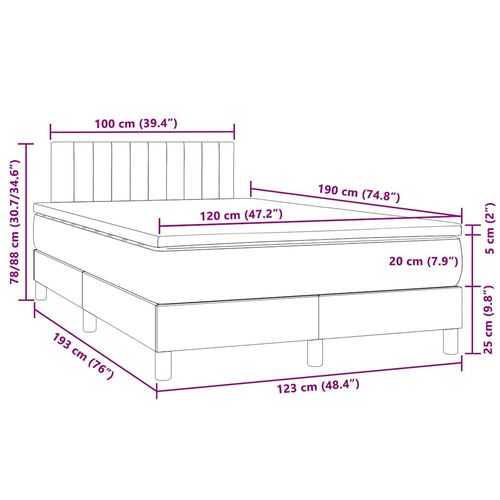 Łóżko kontynentalne z materacem i LED, ciemnoszare, 120x190 cm na Arena.pl