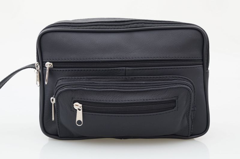 SASZETKA męska skórzana do ręki na dokumenty polska E006 czarna zdjęcie 4