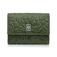 portfel damski skórzany zielony w orientacji poziomej rfid