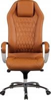 Fotel biurowy z prawdziwej skóry na kółkach karmel