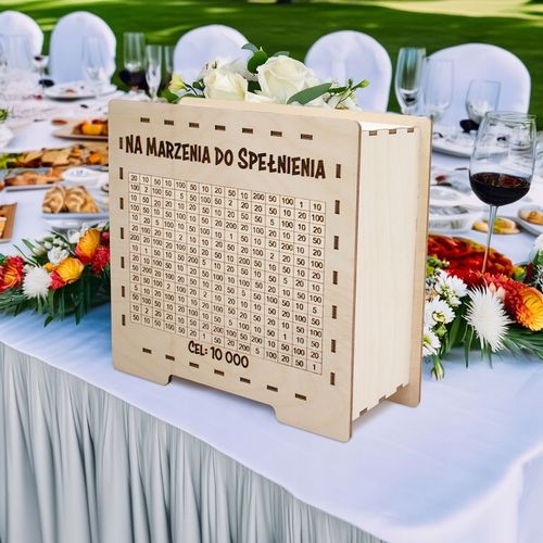 DREWNIANA SKARBONKA WYKREŚLANA PREZENT DOWOLNY NAPIS OSZCZĘDZANIE PIENIĘDZY na Arena.pl