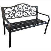 Ławka ogrodowa parkowa IRGA stalowa żeliwna 127x89x62 cm Czarna