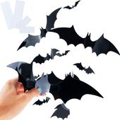 NAKLEJKI NIETOPERZE 3D ZESTAW 56SZT. STRASZNE DEKORACJE HALLOWEEN NA OKNO
