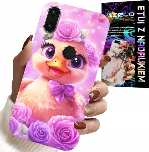 ETUI DO HUAWEI P SMART 2019 - SŁODKA KACZUCHA, KACZKA NA RÓŻOWYM TLE na Arena.pl