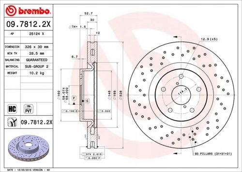 TARCZA HAM PRZOD 326X30 V XTRA BREMBO na Arena.pl