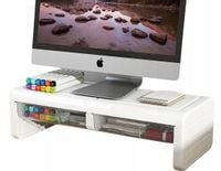 PÓŁKA PODSTAWKA POD MONITOR Z SZUFLADKAMI BIAŁA NADSTAWKA NA BIURKO RK2