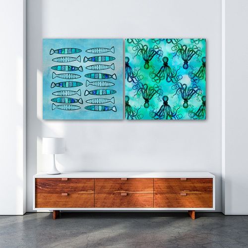 Obraz na płótnie – Canvas, Ryby, abstrakcja 60x60 na Arena.pl