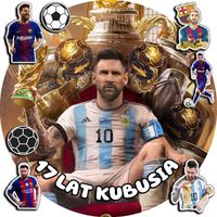 OPŁATEK NA TORT 20CM - PIŁKA NOŻNA MESSI + IMIĘ + ! 15CM 18CM