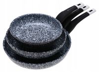 ZESTAW KOMPLET PATELNI MARMUROWYCH ZMYWARKA GAZ INDUKCJA 3szt. 20/24/28cm