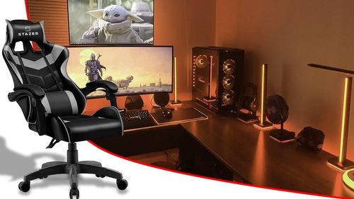 FOTEL KUBEŁKOWY OBROTOWY REGULOWANY GAMINGOWY KRZESŁO GRACZA DO KOMPUTERA na Arena.pl