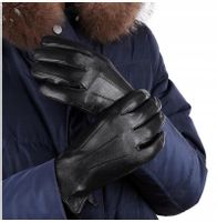 Męskie Skórzane Rękawiczki skóra polarek NA MISIU CZARNE ELEGANCKIE