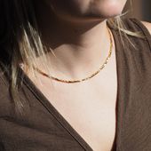 Naszyjnik - złoty Hematyt prostopadłościany i srebro złocone