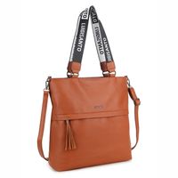 TOREBKA damska shopper eko skórzana z paskiem L043 camel