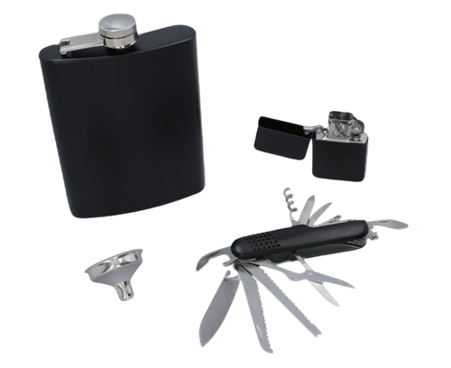 Czarna Piersiówka + Zapalniczka + Lejek + Scyzoryk W Zestawie Na Prezent na Arena.pl
