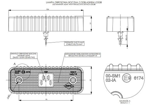 Lampa LED obrysowa pomarańczowa podkładka (LD538) na Arena.pl