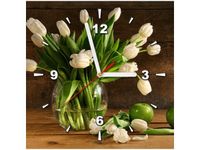 30X30CM ZEGAR ŚCIENNY BUKIET JASNYCH TULIPANÓW KWIATY OBRAZ MALOWANE