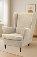 Pokrowiec Na Fotel Uszak Beż Kaszmirowy Welur Żakard Wzory Elastyczny