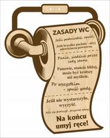 Grawer TABLICZKA DREWNIANA zabawna Zasady WC Zasady Łazienkowe